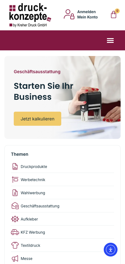 Website auf Smartphone